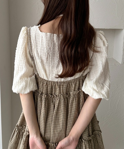 apres jour clair(アプレジュールクレア)の「【apres jour clair】チョーカー付きジャガードフリンジトップス(Tシャツ/カットソー・レディース・アイボリー/ミント/ブラウン系その他・X-LARGE/フリー)」の7枚目の写真
