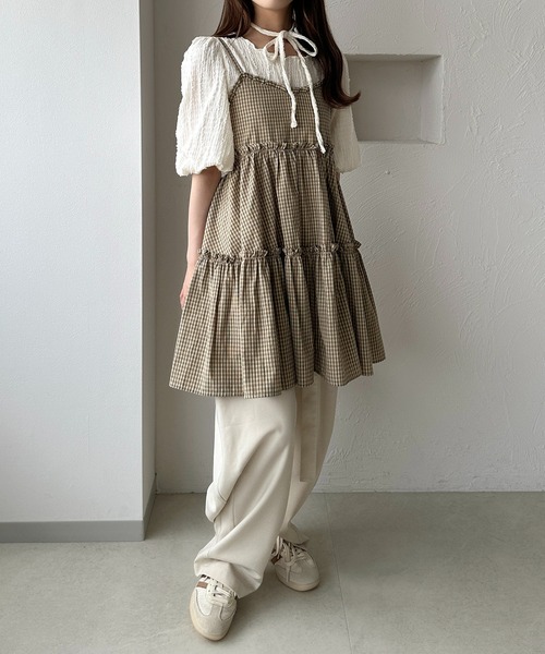 apres jour clair(アプレジュールクレア)の「【apres jour clair】チョーカー付きジャガードフリンジトップス(Tシャツ/カットソー・レディース・アイボリー/ミント/ブラウン系その他・X-LARGE/フリー)」の9枚目の写真