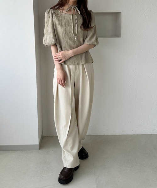 apres jour clair(アプレジュールクレア)の「【apres jour clair】チョーカー付きジャガードフリンジトップス(Tシャツ/カットソー・レディース・アイボリー/ミント/ブラウン系その他・X-LARGE/フリー)」の22枚目の写真