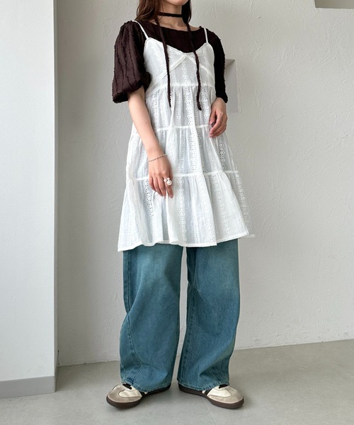 apres jour clair(アプレジュールクレア)の「【apres jour clair】チョーカー付きジャガードフリンジトップス(Tシャツ/カットソー・レディース・アイボリー/ミント/ブラウン系その他・X-LARGE/フリー)」の17枚目の写真