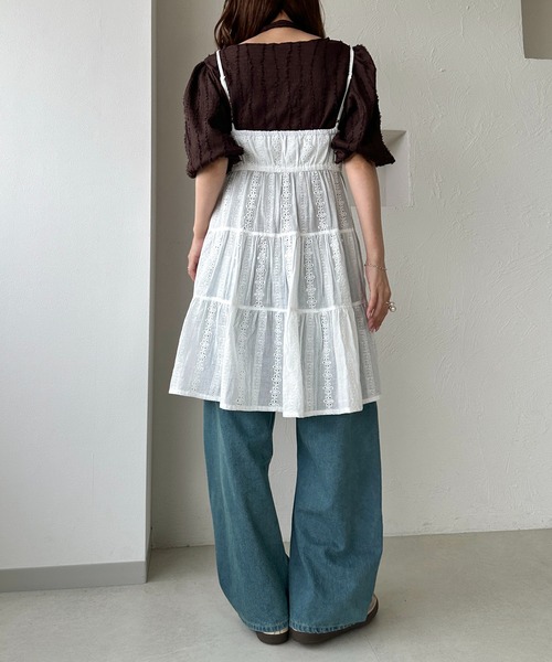 apres jour clair(アプレジュールクレア)の「【apres jour clair】チョーカー付きジャガードフリンジトップス(Tシャツ/カットソー・レディース・アイボリー/ミント/ブラウン系その他・X-LARGE/フリー)」の19枚目の写真