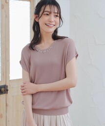ビジュー付きフレンチニット