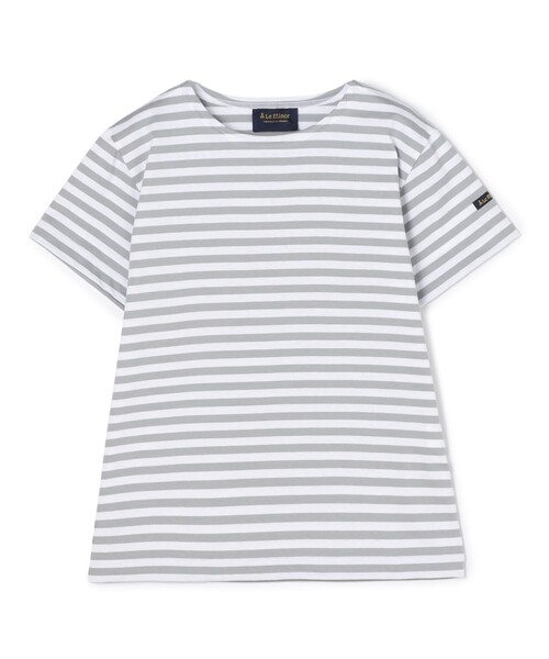 Le Minor(ルミノア)の「Leminor ハーフスリーブボーダーカットソー(Tシャツ/カットソー・レディース・ネイビー/グレー系その他/カーキ・FREE)」の2枚目の写真