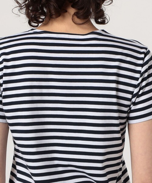 Le Minor(ルミノア)の「Leminor ハーフスリーブボーダーカットソー(Tシャツ/カットソー・レディース・ネイビー/グレー系その他/カーキ・FREE)」の9枚目の写真