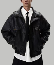 TOBEE（トゥビー）の「【TOBEE】ヴィンテージデザイン PUレザージャケット/ スタンドカラーブルゾン（ブルゾン）」