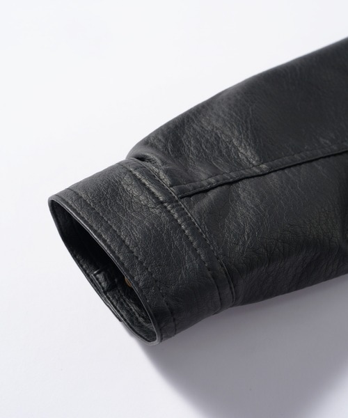 TOBEE（トゥビー）の「【TOBEE】ヴィンテージデザイン PUレザージャケット/ スタンドカラーブルゾン（ブルゾン・メンズ・ダークグレー/ブラック・MEDIUM/LARGE/X-LARGE）」の11枚目の写真