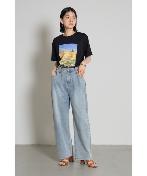 &. NOSTALGIA(アンドドットノスタルジア)の「フラワーフォトプリントTシャツ(Tシャツ/カットソー・レディース・ブラック/オフホワイト・M)」の8枚目の写真