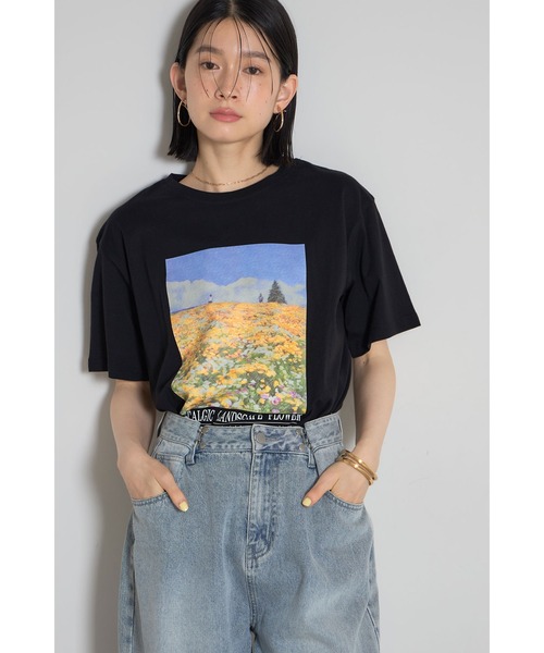 &. NOSTALGIA(アンドドットノスタルジア)の「フラワーフォトプリントTシャツ(Tシャツ/カットソー・レディース・ブラック/オフホワイト・M)」の9枚目の写真