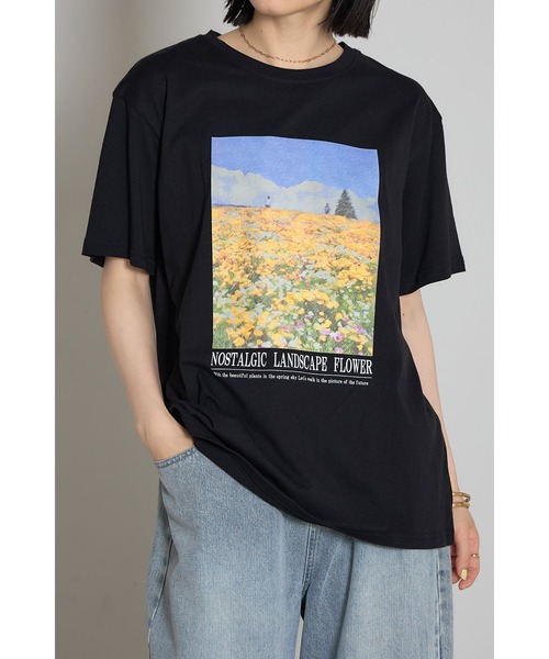 &. NOSTALGIA(アンドドットノスタルジア)の「フラワーフォトプリントTシャツ(Tシャツ/カットソー・レディース・ブラック/オフホワイト・M)」の10枚目の写真