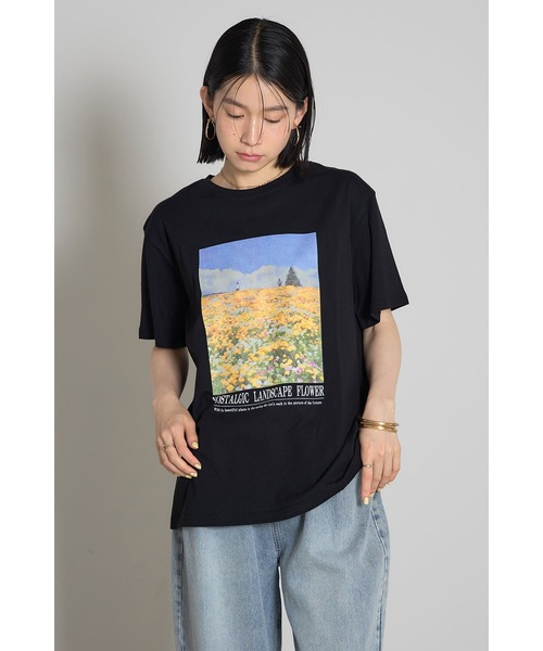 &. NOSTALGIA(アンドドットノスタルジア)の「フラワーフォトプリントTシャツ(Tシャツ/カットソー・レディース・ブラック/オフホワイト・M)」の13枚目の写真