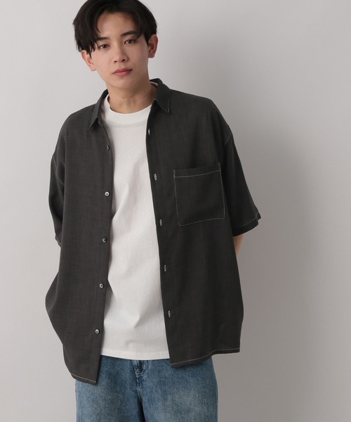 LOWRYS FARM（ローリーズファーム）の「バスケットステッチシャツＳＳ　 523877（シャツ/ブラウス・メンズ・ブラウン/チャコールグレー・MEDIUM/LARGE）」の2枚目の写真