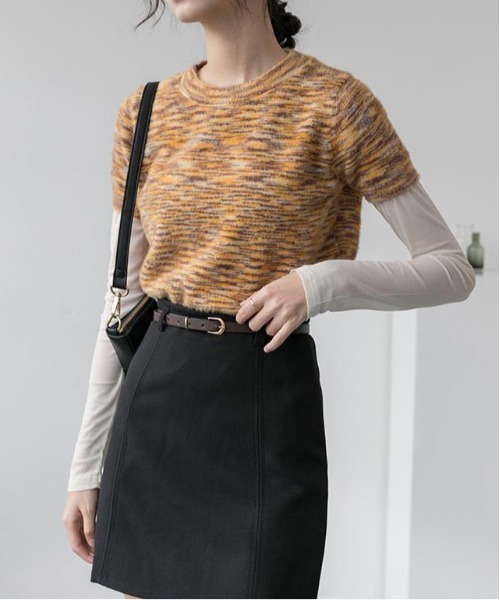 WEGO(ウィゴー)の「WEGO/シースルーレイヤードトップス/カラフルシアートップス春夏秋長袖(Tシャツ/カットソー・レディース・ブラック/イエロー/パープル/ホワイト/グリーン/ピンク・FREE)」の16枚目の写真