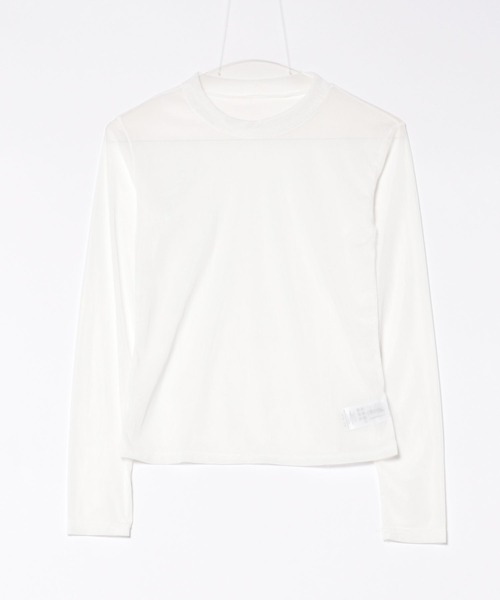 WEGO(ウィゴー)の「WEGO/シースルーレイヤードトップス/カラフルシアートップス春夏秋長袖(Tシャツ/カットソー・レディース・ブラック/イエロー/パープル/ホワイト/グリーン/ピンク・FREE)」の7枚目の写真