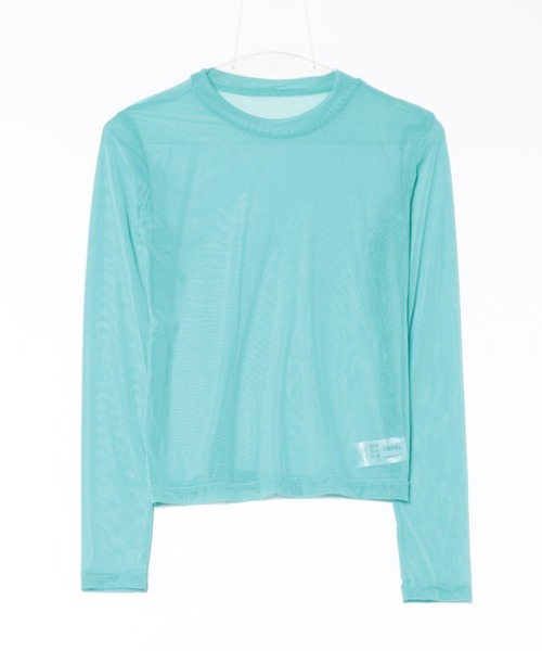 WEGO(ウィゴー)の「WEGO/シースルーレイヤードトップス/カラフルシアートップス春夏秋長袖(Tシャツ/カットソー・レディース・ブラック/イエロー/パープル/ホワイト/グリーン/ピンク・FREE)」の8枚目の写真
