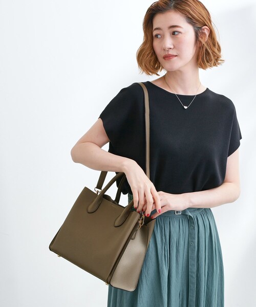 grove（グローブ）の「【人間工学】中仕切りバイカラー2WAYトート（トートバッグ・レディース・ピンク系/ライトグレー系4/グレー系その他5/ブラック系4・00）」の7枚目の写真