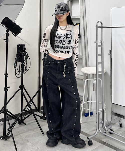 Figments（フィグメンツ）の「センタースイッチスタッズデニム（デニムパンツ・レディース・ブラック・SMALL/MEDIUM）」の11枚目の写真