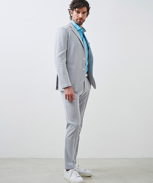 g-stage（ジーステージ）の「清涼＆吸水速乾 バーズアイ ストレッチ テーラードジャケット（セットアップ・メンズ・ライトブルー/ベージュ/ライトグレー・44/48/46/50）」の9枚目の写真