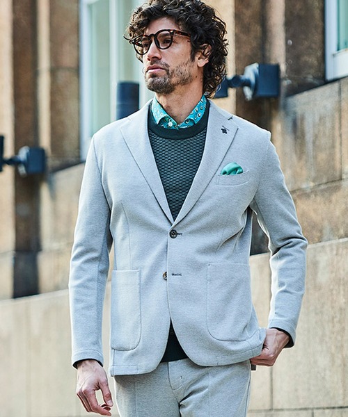 g-stage（ジーステージ）の「清涼＆吸水速乾 バーズアイ ストレッチ テーラードジャケット（セットアップ・メンズ・ライトブルー/ベージュ/ライトグレー・44/48/46/50）」の22枚目の写真