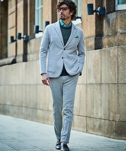 g-stage（ジーステージ）の「清涼＆吸水速乾 バーズアイ ストレッチ テーラードジャケット（セットアップ・メンズ・ライトブルー/ベージュ/ライトグレー・44/48/46/50）」の7枚目の写真