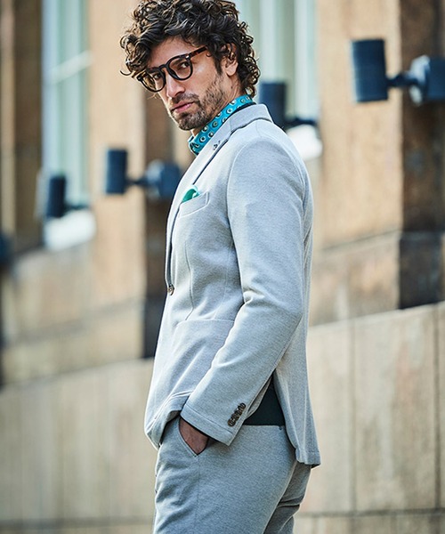 g-stage（ジーステージ）の「清涼＆吸水速乾 バーズアイ ストレッチ テーラードジャケット（セットアップ・メンズ・ライトブルー/ベージュ/ライトグレー・44/48/46/50）」の21枚目の写真