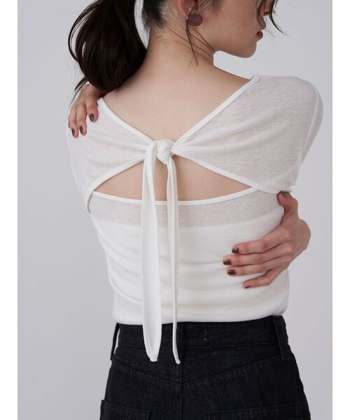 LAGUNAMOON（ラグナムーン）の「2WAYリボンシアーカットプルオーバー（Tシャツ/カットソー・レディース・ブラック/ホワイト/クリーム・FREE）」の4枚目の写真