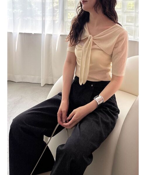 LAGUNAMOON（ラグナムーン）の「2WAYリボンシアーカットプルオーバー（Tシャツ/カットソー・レディース・ブラック/ホワイト/クリーム・FREE）」の8枚目の写真