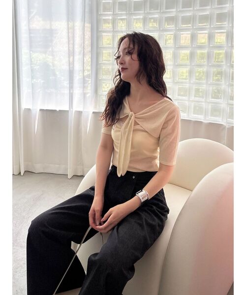 LAGUNAMOON（ラグナムーン）の「2WAYリボンシアーカットプルオーバー（Tシャツ/カットソー・レディース・ブラック/ホワイト/クリーム・FREE）」の9枚目の写真