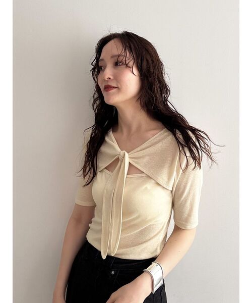 LAGUNAMOON（ラグナムーン）の「2WAYリボンシアーカットプルオーバー（Tシャツ/カットソー・レディース・ブラック/ホワイト/クリーム・FREE）」の10枚目の写真