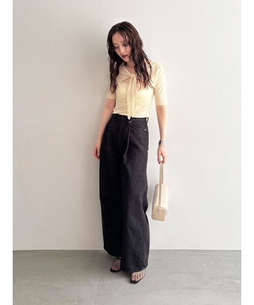 LAGUNAMOON（ラグナムーン）の「2WAYリボンシアーカットプルオーバー（Tシャツ/カットソー・レディース・ブラック/ホワイト/クリーム・FREE）」の11枚目の写真