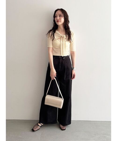 LAGUNAMOON（ラグナムーン）の「2WAYリボンシアーカットプルオーバー（Tシャツ/カットソー・レディース・ブラック/ホワイト/クリーム・FREE）」の12枚目の写真