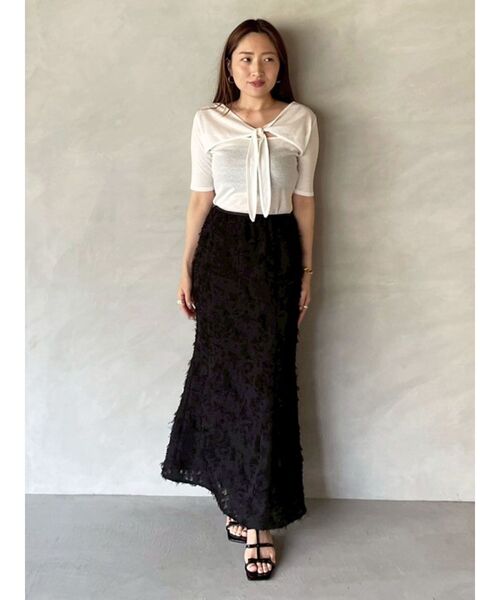 LAGUNAMOON（ラグナムーン）の「2WAYリボンシアーカットプルオーバー（Tシャツ/カットソー・レディース・ブラック/ホワイト/クリーム・FREE）」の16枚目の写真