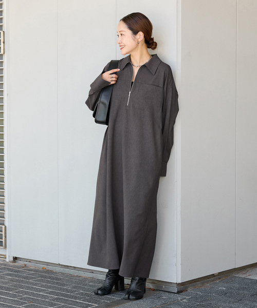 ジャーナルスタンダード　ウーリッシュツイルハーフジップワンピース セール】ウーリッシュツイルハーフジップワンピース（ワンピース