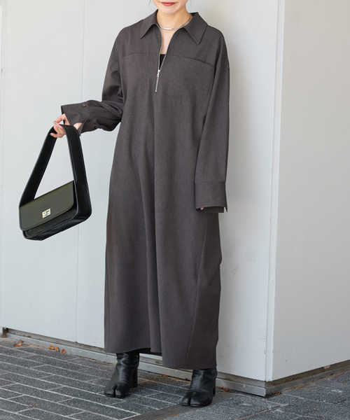 JOURNAL STANDARD（ジャーナルスタンダード）の「ウーリッシュツイルハーフジップワンピース（ワンピース・レディース・チャコールグレー/アイボリー/ネイビー・FREE）」の22枚目の写真