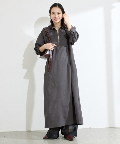 JOURNAL STANDARD（ジャーナルスタンダード）の「ウーリッシュツイルハーフジップワンピース（ワンピース・レディース・チャコールグレー/アイボリー/ネイビー・FREE）」の19枚目の写真