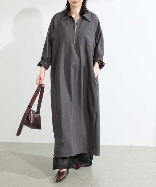 JOURNAL STANDARD（ジャーナルスタンダード）の「ウーリッシュツイルハーフジップワンピース（ワンピース・レディース・チャコールグレー/アイボリー/ネイビー・FREE）」の16枚目の写真