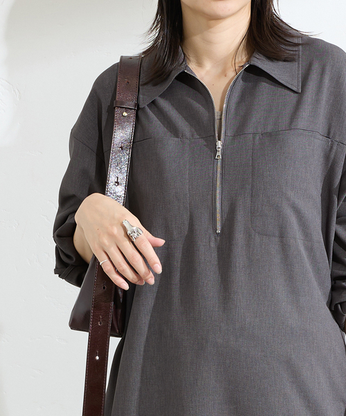 JOURNAL STANDARD（ジャーナルスタンダード）の「ウーリッシュツイルハーフジップワンピース（ワンピース・レディース・チャコールグレー/アイボリー/ネイビー・FREE）」の14枚目の写真
