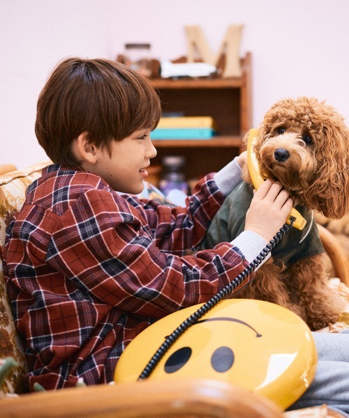 KRIFF MAYER Kid's Collection（クリフメイヤーキッズコレクション）の「ハッピーチェックシャツ（シャツ/ブラウス・キッズ・レッド/ブラック/オフホワイト/カーキ・140/130/120/150/170/160）」の4枚目の写真