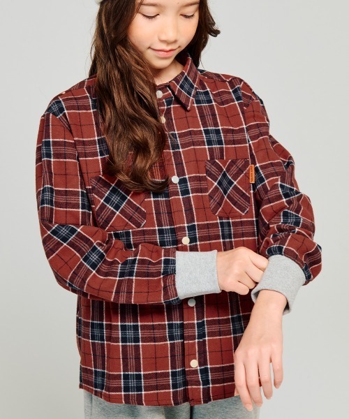 KRIFF MAYER Kid's Collection（クリフメイヤーキッズコレクション）の「ハッピーチェックシャツ（シャツ/ブラウス・キッズ・レッド/ブラック/オフホワイト/カーキ・140/130/120/150/170/160）」の6枚目の写真