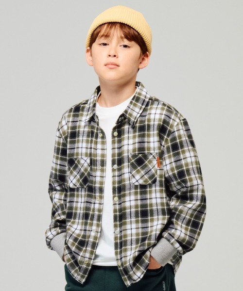 KRIFF MAYER Kid's Collection（クリフメイヤーキッズコレクション）の「ハッピーチェックシャツ（シャツ/ブラウス・キッズ・レッド/ブラック/オフホワイト/カーキ・140/130/120/150/170/160）」の21枚目の写真