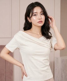 ドレープオフショルTシャツ【DIP IN CHOCOLATE】