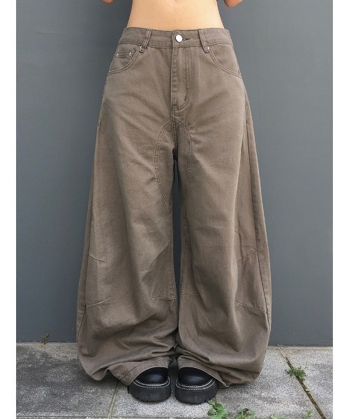 セール】コットン切替ラインロングワイドパンツ（その他パンツ