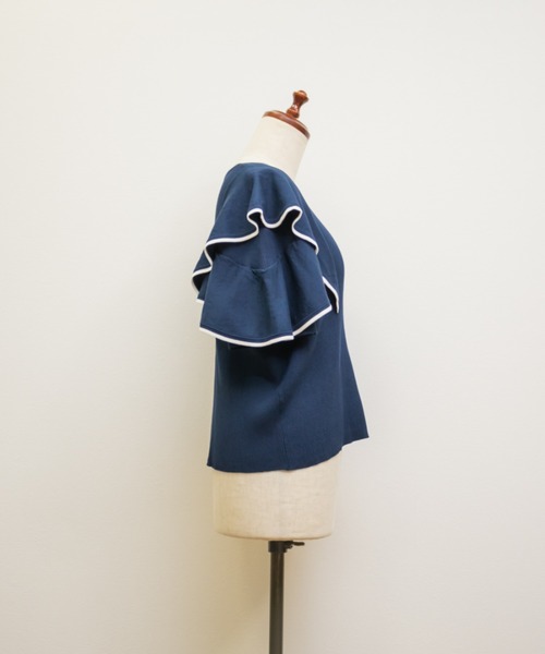 CLETTE(クレット)の「配色ラインフリルニット(ニット/セーター・レディース・ブラック/ネイビー・LL/3L/4L)」の15枚目の写真