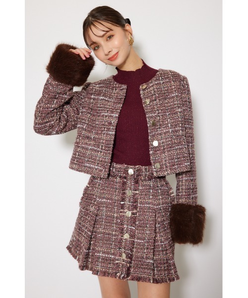 riend アウター セットアップ対応】2WAYツイードショートジャケット 秋服（ノー