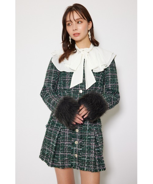 セットアップ対応】2WAYツイードショートジャケット 秋服（ノー