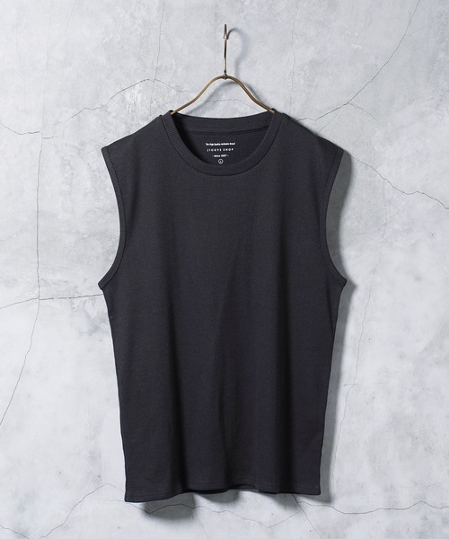 jiggys shop（ジギーズショップ）の「テレコ素材 リブ編み ノースリーブ タンクトップ（タンクトップ・メンズ・ブラック/ホワイト/チャコールグレー・X-LARGE/MEDIUM/LARGE）」の12枚目の写真
