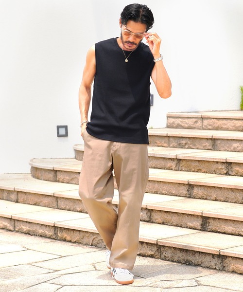 jiggys shop（ジギーズショップ）の「テレコ素材 リブ編み ノースリーブ タンクトップ（タンクトップ・メンズ・ブラック/ホワイト/チャコールグレー・X-LARGE/MEDIUM/LARGE）」の9枚目の写真