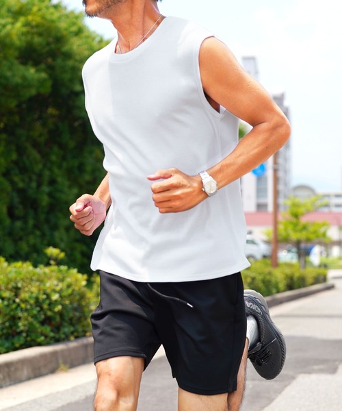 jiggys shop（ジギーズショップ）の「テレコ素材 リブ編み ノースリーブ タンクトップ（タンクトップ・メンズ・ブラック/ホワイト/チャコールグレー・X-LARGE/MEDIUM/LARGE）」の14枚目の写真