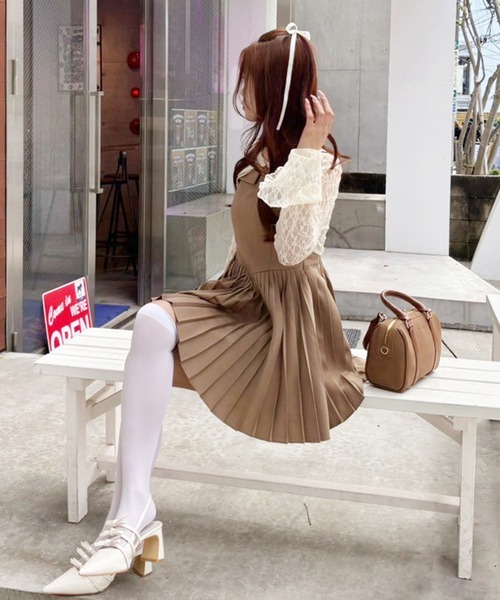 one after another NICE CLAUP(ワンアフターアナザーナイスクラップ)の「【Nono企画】トップスセットプリーツミニワンピース(ワンピース・レディース・キャメル/インディゴブルー/グレー・FREE)」の12枚目の写真