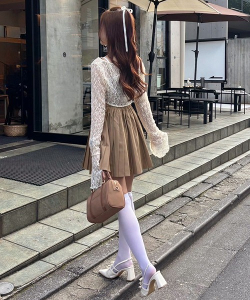 one after another NICE CLAUP(ワンアフターアナザーナイスクラップ)の「【Nono企画】トップスセットプリーツミニワンピース(ワンピース・レディース・キャメル/インディゴブルー/グレー・FREE)」の8枚目の写真