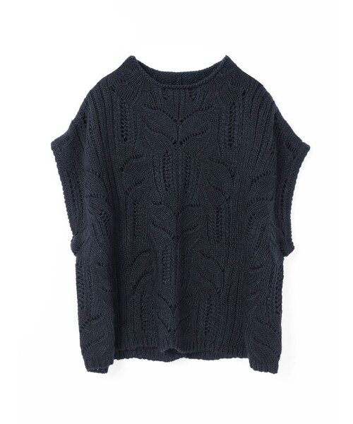 mizuiroind（ミズイロインド）の「mizuiro ind シアーケーブル柄ベスト（ベスト・レディース・ネイビー/キナリ/チャコールグレー・FREE）」の2枚目の写真
